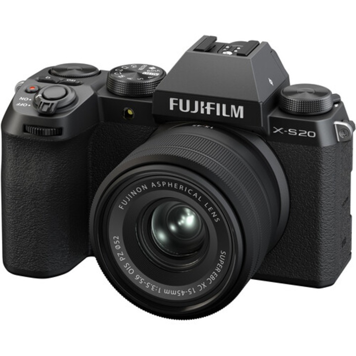 Aparat foto mirrorless Fujifilm X-S20, 26.1MP + Obiectiv XC 15-45mm, Negru