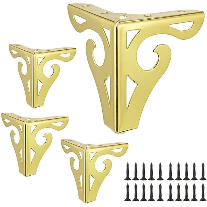 Set 4 picioare pentru canapea, ComResi®, Fier, Auriu