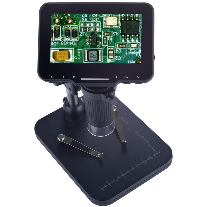Digitális mikroszkóp, Rosfix LP043-Z01C, 4,3"-os képernyő, állítható LED világítás, digitális zoom, 720P