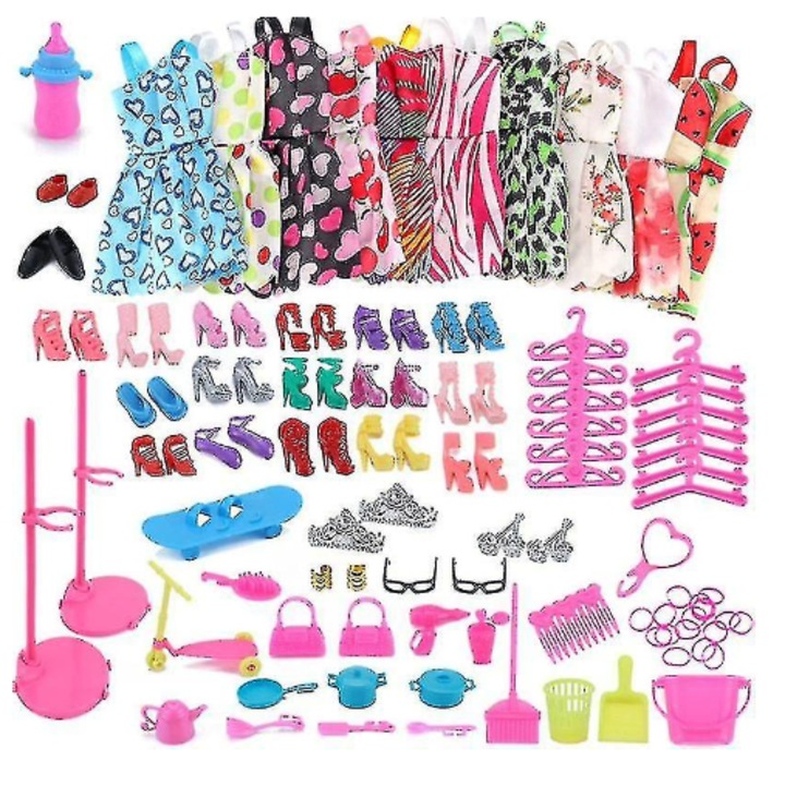 Babaruha szett, 10 ruha, 75 kiegészítő, Multicolor