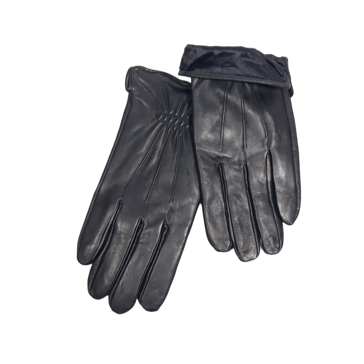 Manusi barbati, piele naturala, negruqwqsxzgs, Negru