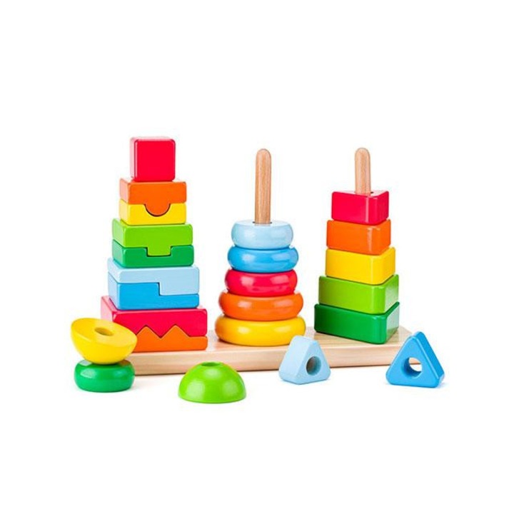 Woodyland 4902279 Montessori fa toronyépítő játékszett - Woodyland Többszínű