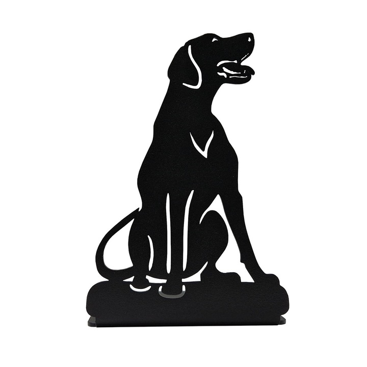 Ülő kutya, vizsla könyvtámasz, 165x110 mm, fém, matt fekete