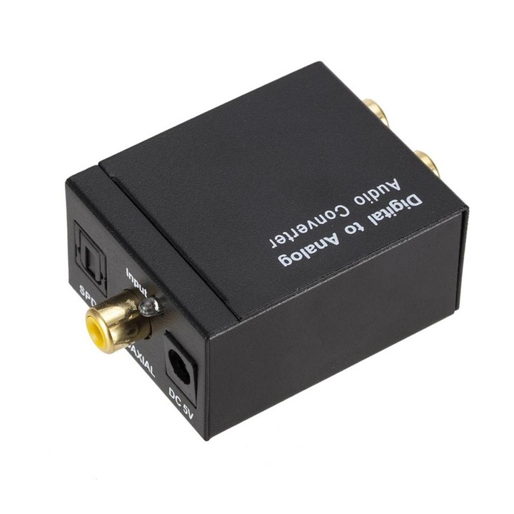 Optikai audio konverter, bemenet 1xRCA (ajka), optikai (anya), kimenet 2xRCA (aljzat), 3,5 mm-es jack