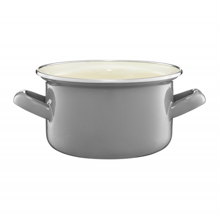 Oala emailata 14cm, 1.25L, gri, Emalia Olkusz