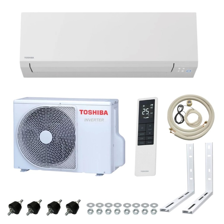 Pachet aer conditionat Toshiba Edge White Inverter - 12000 Btu + kit complet de montaj Eastshop