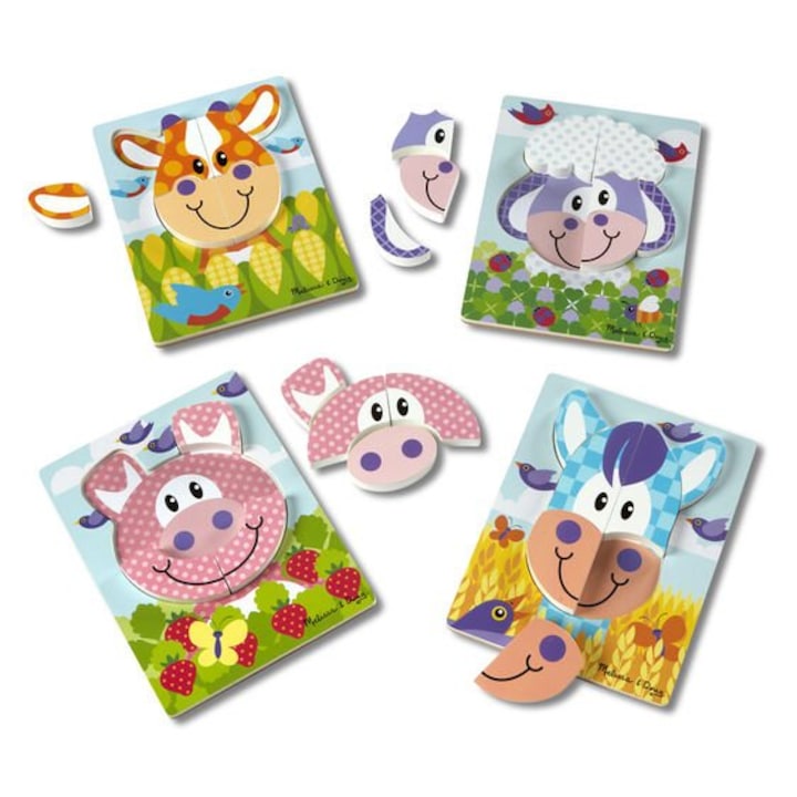Oktató játék - 4 db-os puzzle készlet Háziállatok