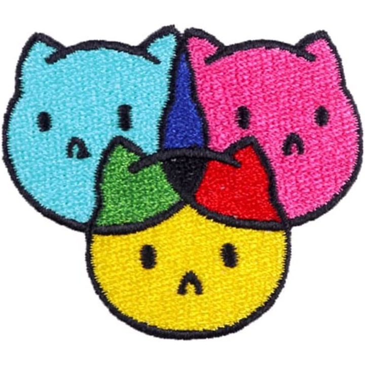 Hímzett textil tapasz Cat Inception, Catception 5,6x5 cm