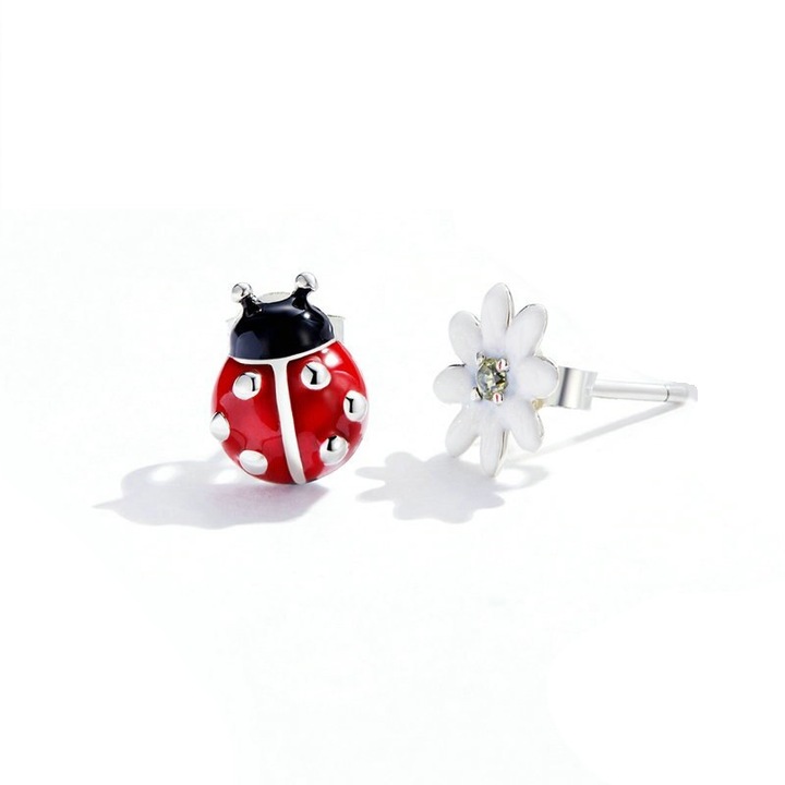 Cercei BeSpecial, EST0079, Argint, Insecta 1*0,8 cm┬┤ÔòØ├«Flori 0,9*0,9 cm, Greutate 1,7 grame