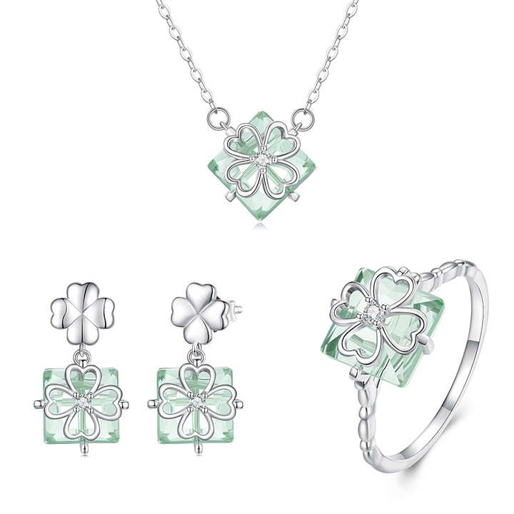 Set argint trifoi cu patru foi 21089