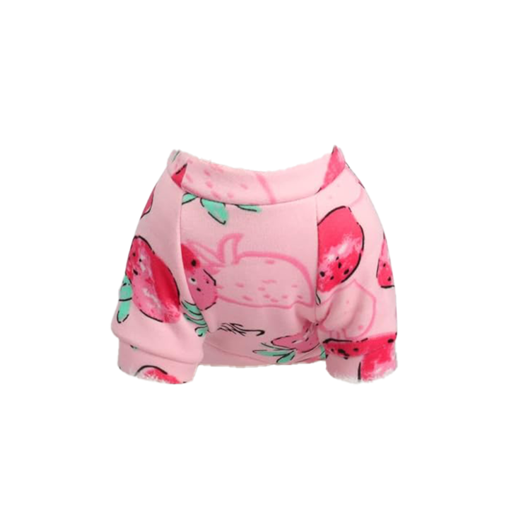 Tricou de iarna pentru catei, marimea XL, YAODHAOD, roz cu model capsuni