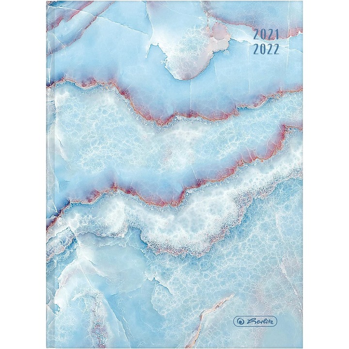 Agenda albastra tip jurnal a5 an 2021 2022 cu coperta plastifiata, Herlitz