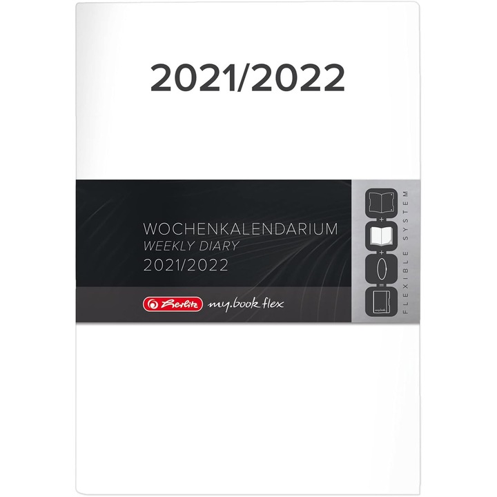 Agenda alb negru tip jurnal sau caiet exercitii a5 an 2021 2022 Herlitz