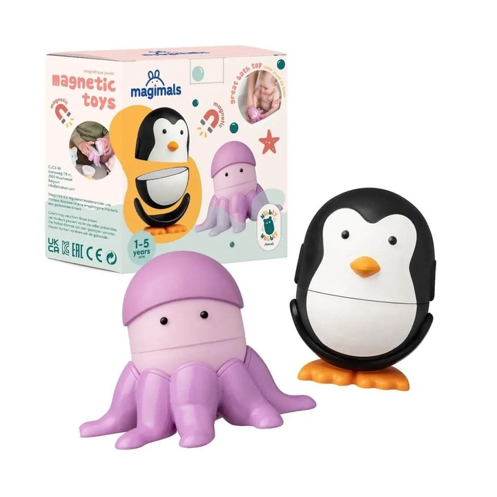 Игра с магнити Magimals, Пингвин и октопод, 6 бр