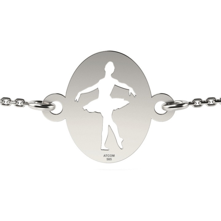 Bratara cu lantisor din aur alb model Balerina