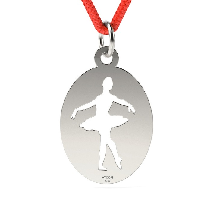 Pandantiv din aur alb cu snur model Balerina