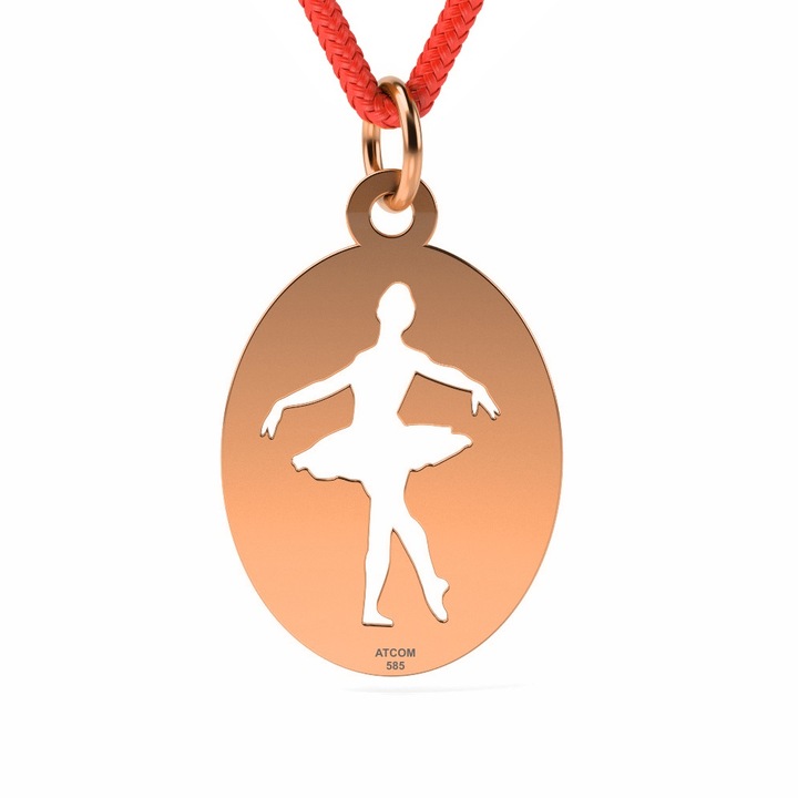 Pandantiv din aur roz cu snur model Balerina