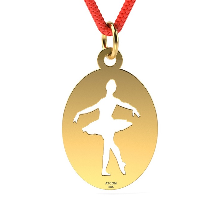 Pandantiv din aur galben cu snur model Balerina