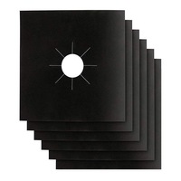 Set 6 buc Folie de protectie aragaz si plita din teflon, NUODWELL, 27x27 cm, grosime 0,2 mm, antiaderent, reutilizabil, usor de curatat, negru