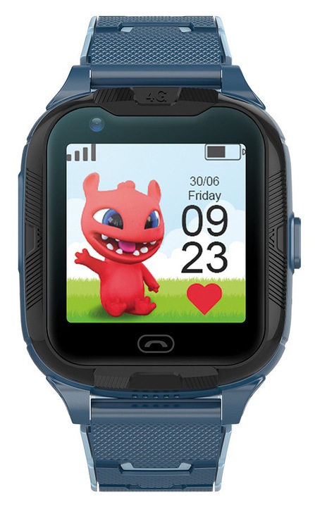 Детски смарт часовник Maxlife MXKW-350, 4G, GPS, WiFi, IPX7, Функция за подслушване, Син
