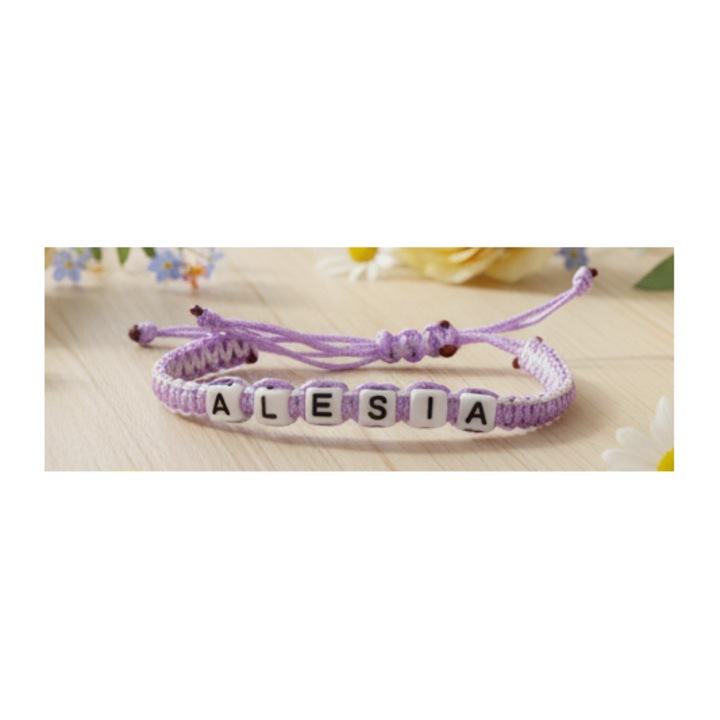 Bratara lucrata manual, Numele Alesia, Mov, 7 mm