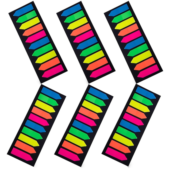 Set 1200 stickere index, Axroad Mall, Lipire si marcare usoara, Evidentia informatiile importante, Forma sageata, 5 culori, Pentru arhivarea fisierelor birou, instrument de luare a notitelor, PET, 50x150mm, Multicolor