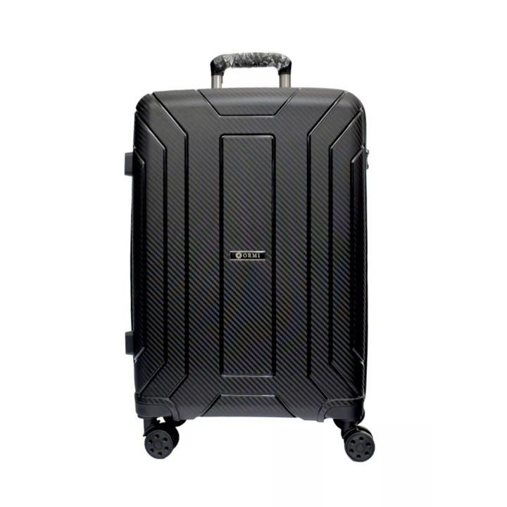 Troler ORMI din fibra cauciucata, culoare Negru, prevazut cu cifru TSA, 75x48x30 cm