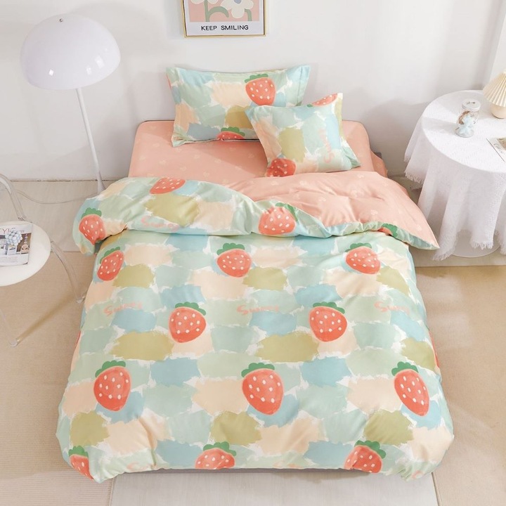 Ágyneműgarnitúra, 1 személyes, 140 x 200 cm, rugalmas, szatén bevonattal, 4 db, Casa de Vis, T60-105