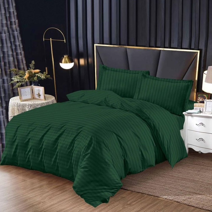 Ágyneműgarnitúra, 1 személyes, 140 x 200 cm, rugalmas, szatén bevonattal, 4 db, Casa de Vis, G-04