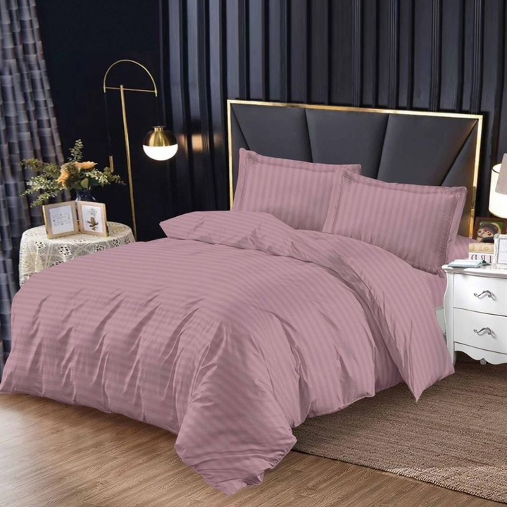 Ágyneműgarnitúra, 1 személyes, 140 x 200 cm, rugalmas, szatén bevonattal, 4 db, Casa de Vis, G-016