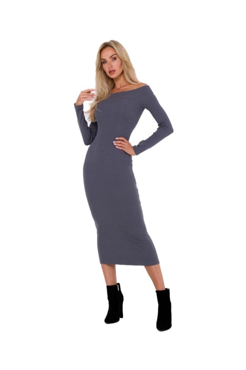 Rochie cu decolteu adanc, Gri