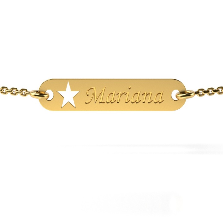 Bratara cu lantisor din aur galben model Placuta cu stea