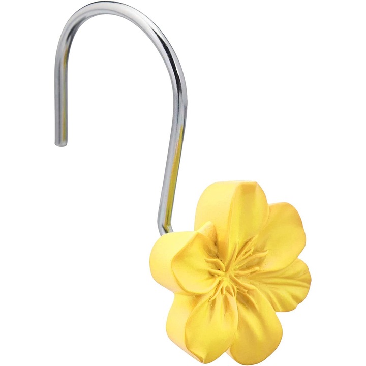 Set 12 carlige galbene model floare pentru perdea dus Amazon