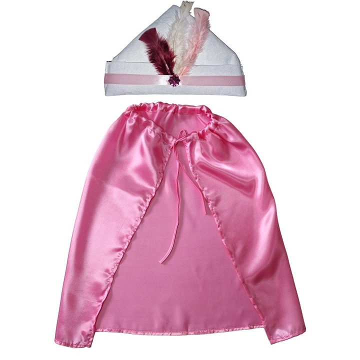 Costum pelerina si coif Imparateasa/Regina 70cm, roz pudrat, unisex