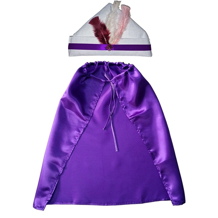Costum pelerina si coif Imparateasa/Regina 70cm, mov, unisex