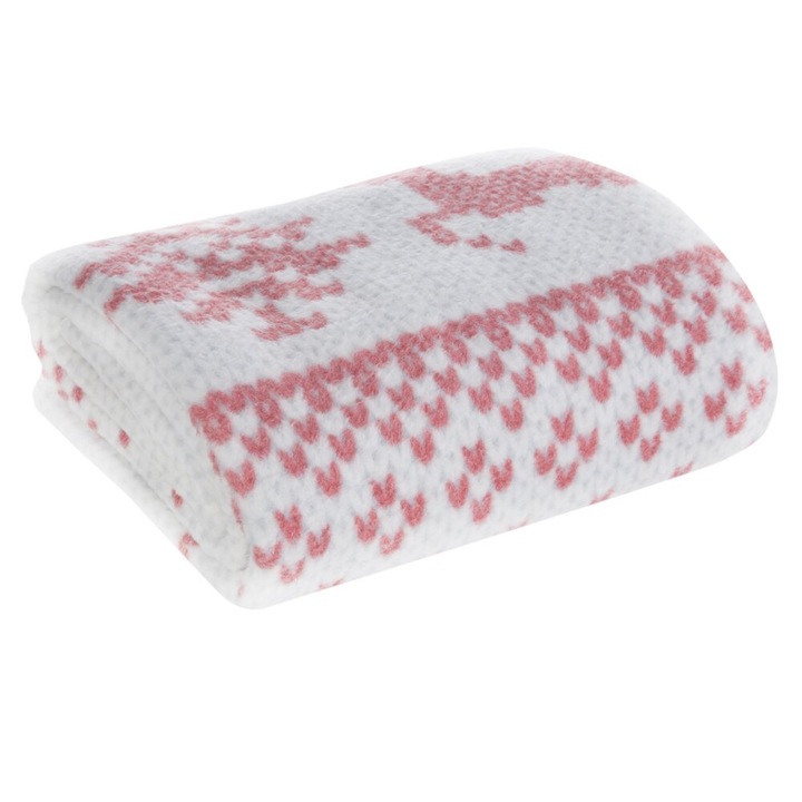 Patura de Craciun NOEL 200x220 Eurofirany alb rosu ren Motive scandinave