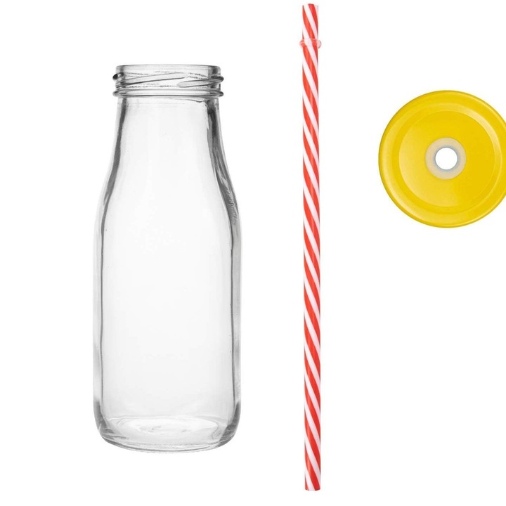 Премиум бутилки, Lawei, 12 бр., 330 мл, с включена сламка, материал стъкло