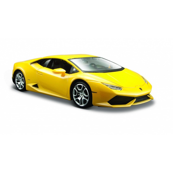 Lamborghini Huracan kupé modellautó, 1/24, sárga, metál, mozgatható elemekkel