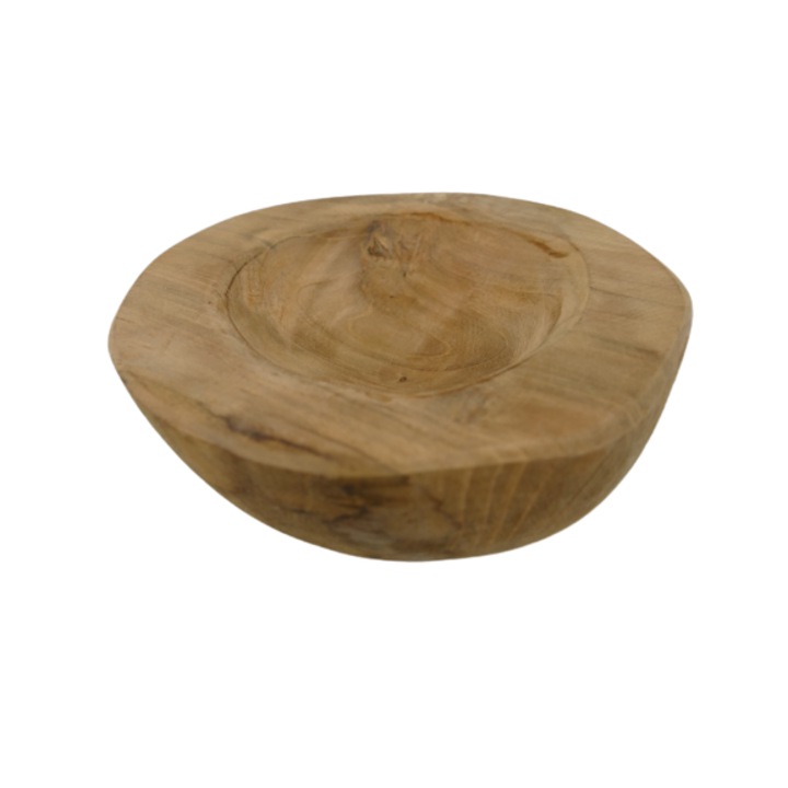 Bol rotund din lemn de tec, D 16 / 20 cm