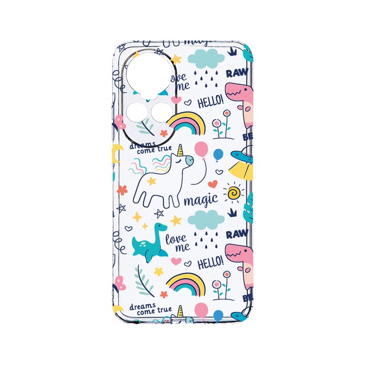 Силиконов калъф BestCase за OPPO Reno 10 Pro 5G, Unicorn - Dreams Comes True, Camera Protection, Clear Silicon 2MM, Transparent T 759