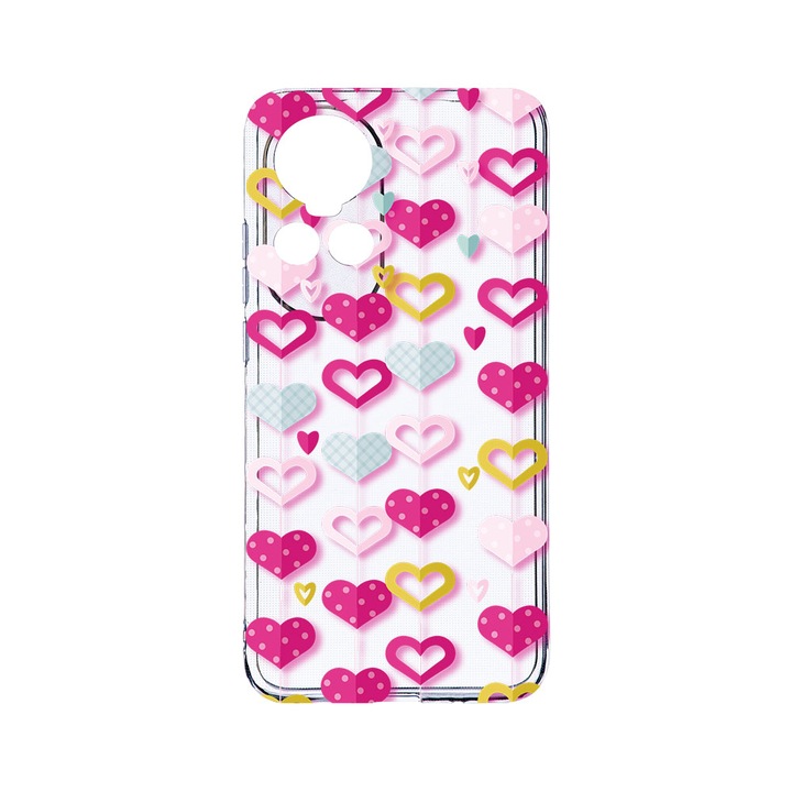 Силиконов калъф BestCase за OPPO Reno 10 Pro 5G, Lovely Hearts, Camera Protection, Clear Silicon 2MM, Transparent T 185