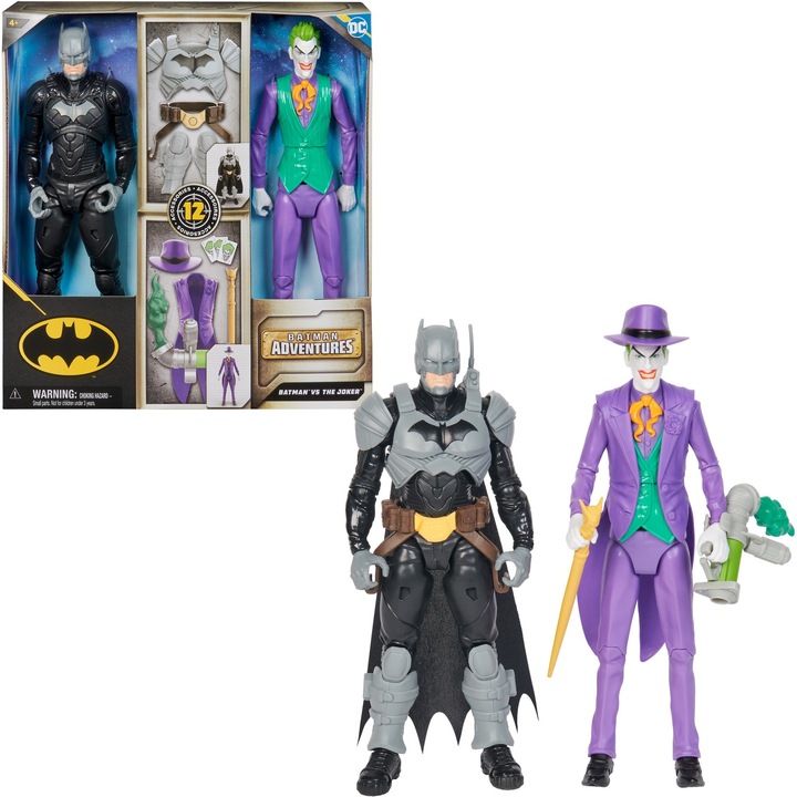 Комплект от 2 фигурки, Spin Master, пластмаса, DC Comics: Batman Adventures Batman vs Joker, многоцветен