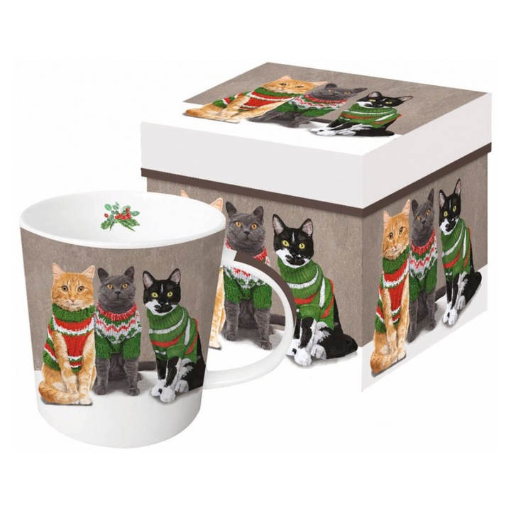 Порцеланова чаша 0.35л в подаръчна кутия Sweater cats, Pronat