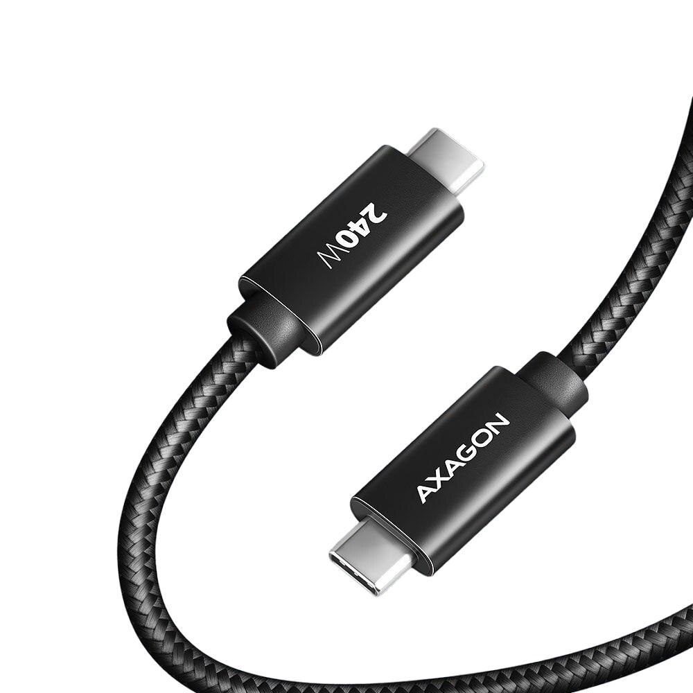 Cablu de date si incarcare, Axagon, BUCM2-CM20AB USB-C USB-C, PD3.1 max 240W, 2m, Negru