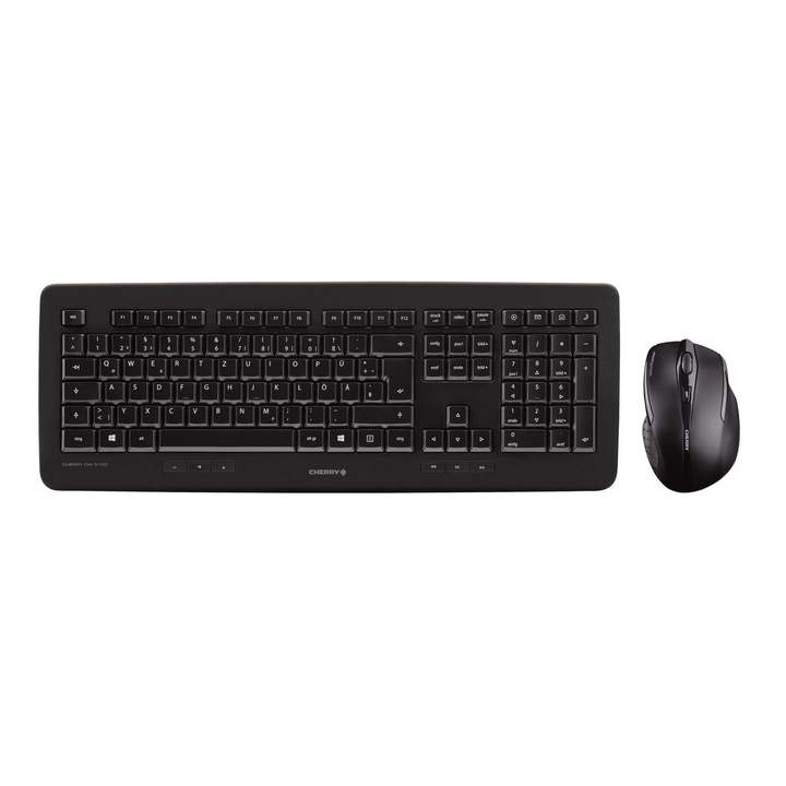 Kit tastatura cu mouse, Cherry DW 5100, Wireless, Negru