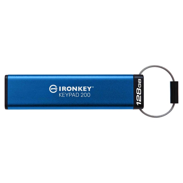 Kingston Technology IronKey Keypad 200 USB flash meghajtó 128 GB USB C-típus 3.2 Gen 1 (3.1 Gen 1) Kék (IKKP200C/128GB)