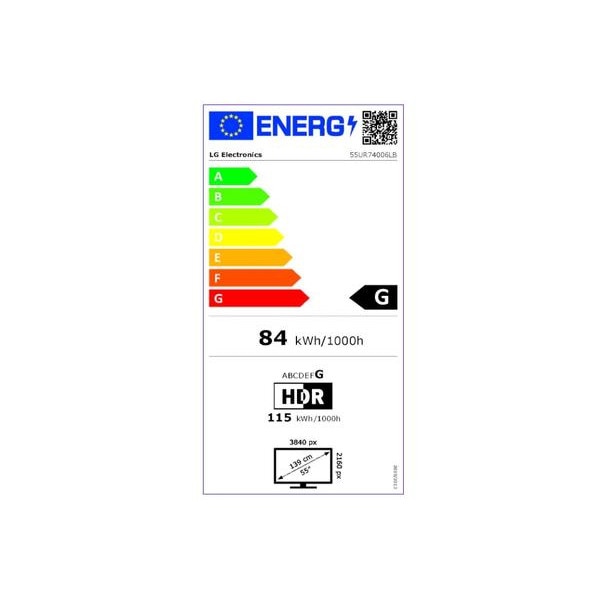 Televizor LED LG 139 cm 55" 55UR74006LB, Ultra HD 4K, Smart TV, WiFi, CI+