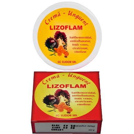 Unguent Lizoflam, antihemoroidal, antiinflamator, tonic venos, cicatrizant, emolient, 50g, Laboratoarele Elidor Pontica