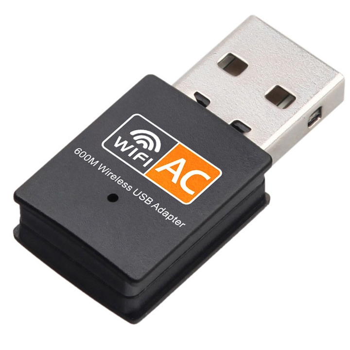 Adaptor Wi-Fi, Axroad Mall, Transfer de date, 600Mbps, USB 2.0, Capacitate puternica anti-interferenta, Raza de actiune 300m, 2.4G/5G, Dual-Band, Pentru Windows Vista/XP/7/8/10/11, Linux, MAC OS, ABS, 33x15x8mm, Negru