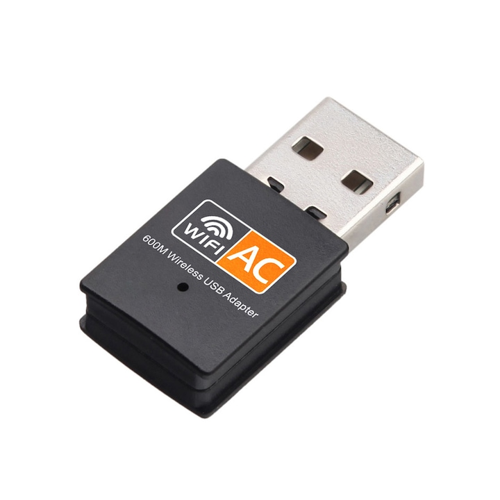 Wi-Fi адаптер, Axroad Mall, трансфер на данни, 600Mbps, USB 2.0, силен капацитет против смущения, обхват 300 м, 2.4G/5G, двулентов, за Windows Vista/XP/7/8/10/11, Linux, MAC OS, ABS, 33x15x8mm, черен